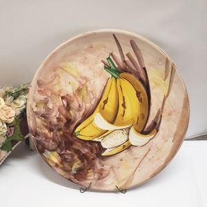 Vintage Peasent Village Pottery Banana Hand Painted in Itialy Signed SX Plate